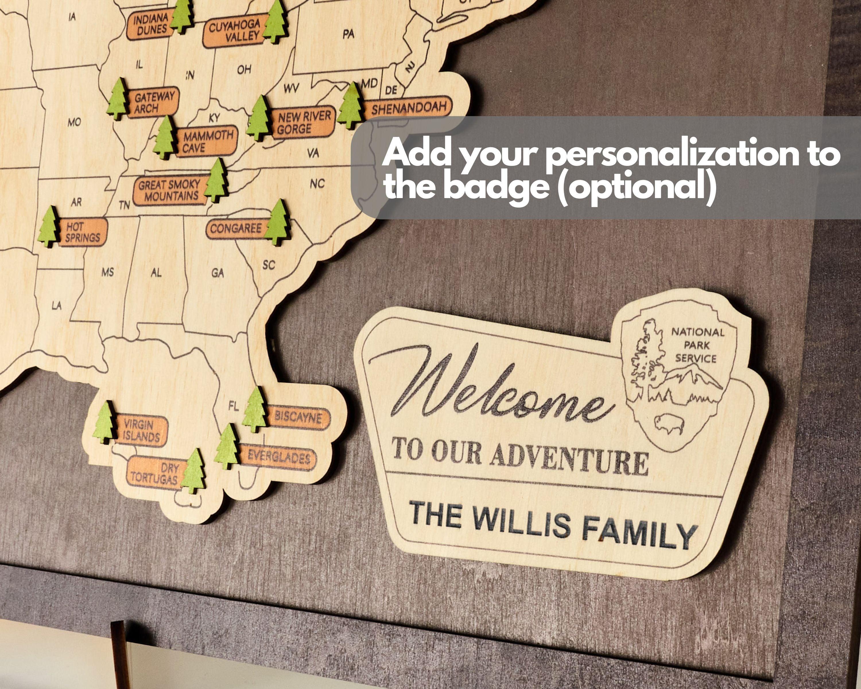 US Wooden National Parks Travel Map With Trees To Record Park Visits (Coffee) - Lemap